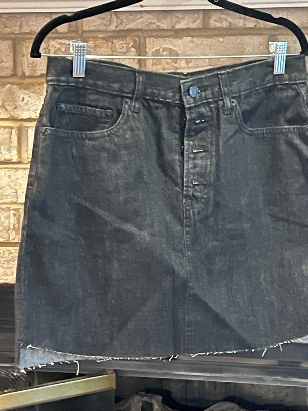Classic Black Denim Button-Front Skirt size 10
